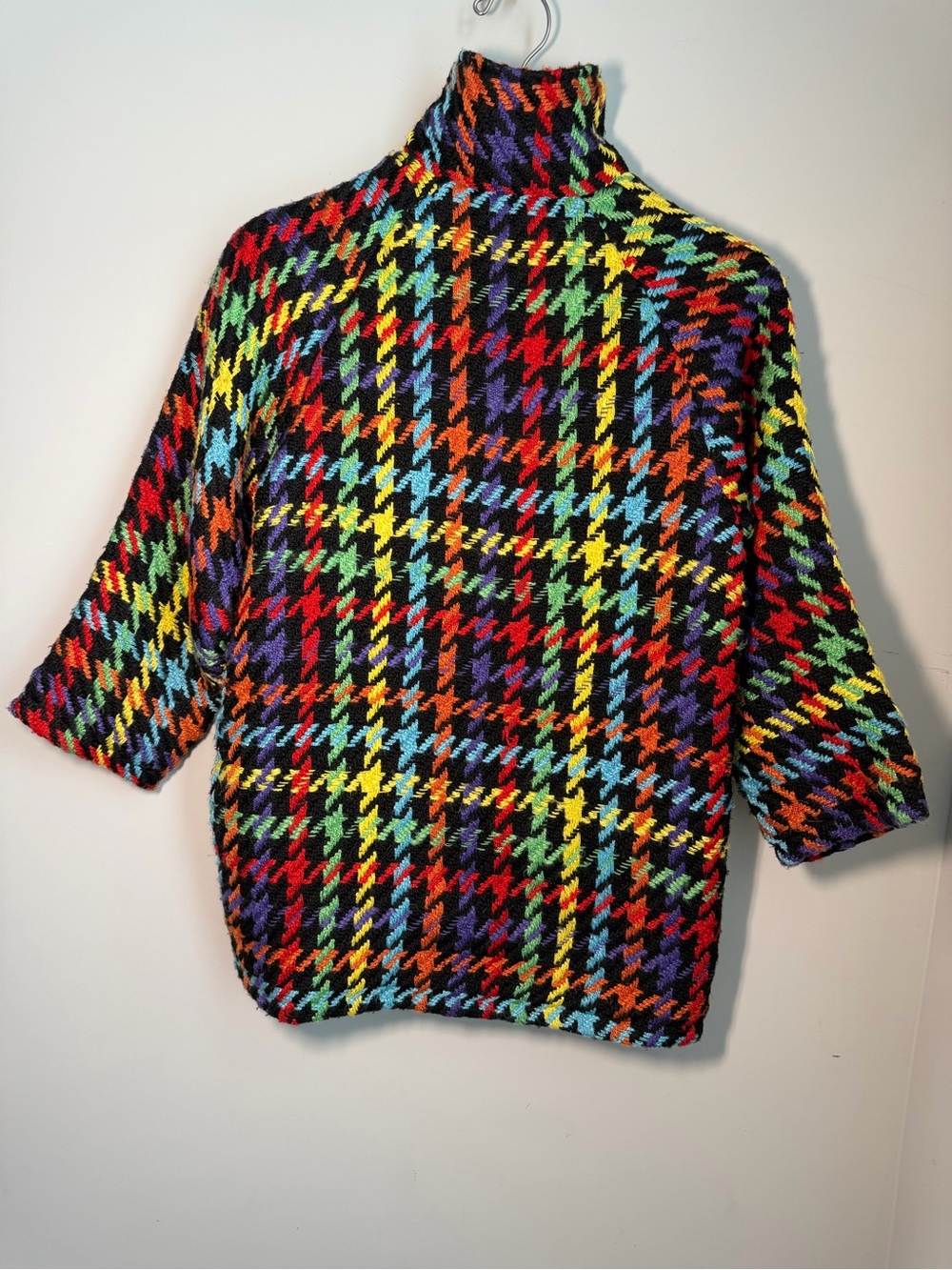 Lola + The Boys Rainbow Houndstooth Oversized Jacket Coat Size 10 - Picture 4 of 12